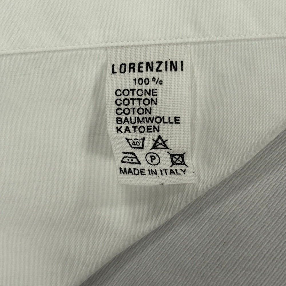 Lorenzini Italian Dress Shirt Mens 16 White Lightweight Office Formal Made Italy - Picture 11 of 12